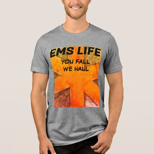 Mannen EMS Life oranje levensster Tri-Blend Shirt (Voorkant)