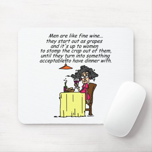 Mannen en FIne Wine Humor Muismat (Met muis)