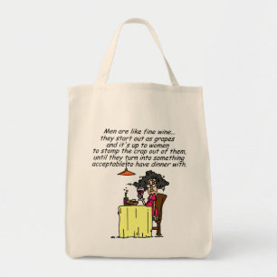 Mannen en FIne Wine Humor Tote Bag