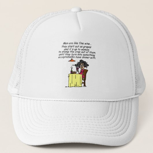 Mannen en FIne Wine Humor Trucker Pet (Voorkant)