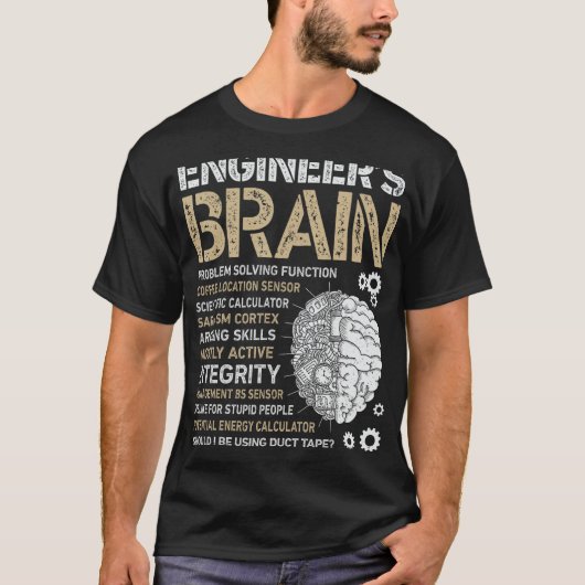 Mannen-engine van de Brain Funny Process Engineer T-shirt (Voorkant)