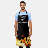 Mannen Flamin Hot Black Modern Pap Chef BBQ Schort (Gedragen)