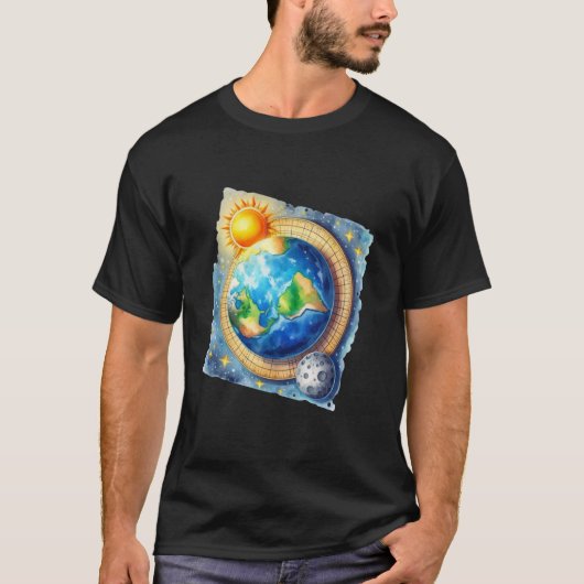 Mannen Flat Earth Society Grappige Samenzwering Sp T-shirt (Voorkant)