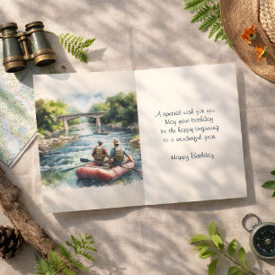 Mannen Float op River Happy Birthday Kaart