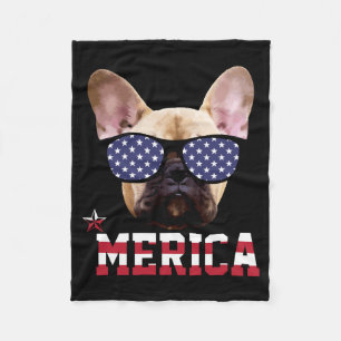 Mannen Franse Bulldog Amerika Grappig Patriotisch  Fleece Deken