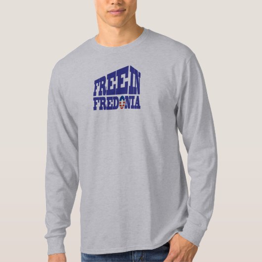 Mannen "Free in Fredonia" — Lange basishoes T-Shir T-shirt (Voorkant)