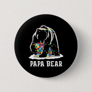 Mannen Fun Papa Beer Autisme Awareness Autisme Mat Ronde Button 5,7 Cm
