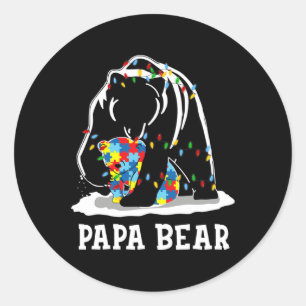 Mannen Fun Papa Beer Autisme Awareness Autisme Mat Ronde Sticker