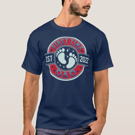 Mannen Funny 1e keer pap EST 2022 New First T-shirt (Voorkant)