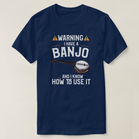 Mannen Funny Banjo Player Gift Warning I T-shirt (Design voorkant)