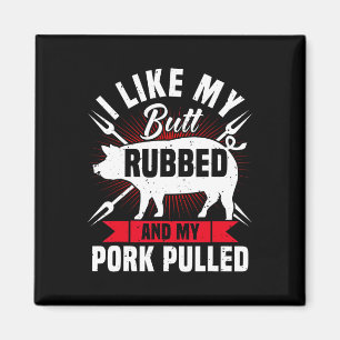 Mannen Funny Bbq Grillen Getrokken Varkensvlees  Magneet