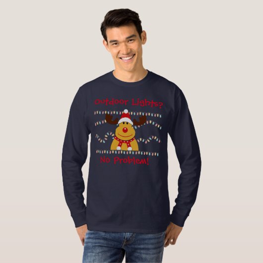 Mannen Funny Buitenverlichting Kerst T-shirt (Voorkant volledig)