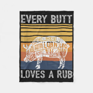 Mannen Funny Butt houdt van wrijfvlees BBQ-roker r Fleece Deken