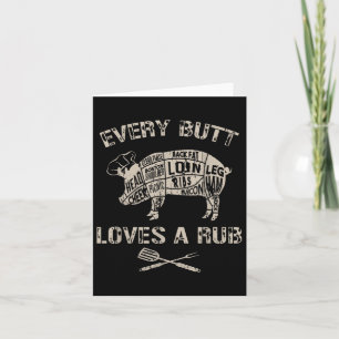Mannen Funny Butt houdt van wrijfvlees BBQ-roker r Kaart