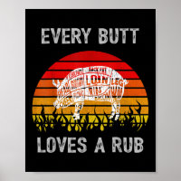 Mannen Funny Butt houdt van wrijfvlees BBQ-roker r