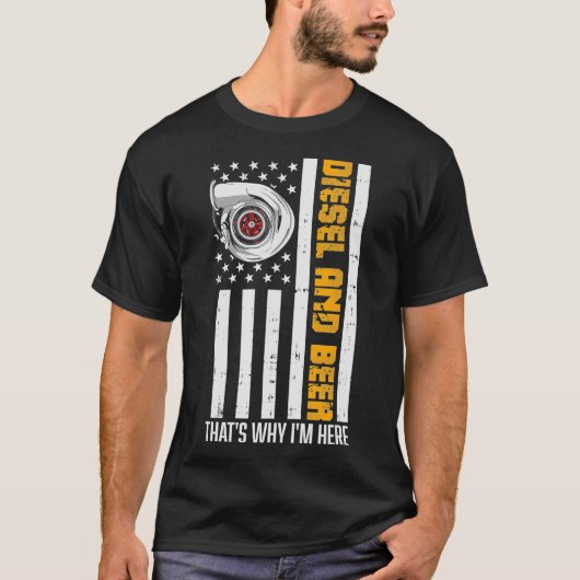 Mannen Funny Diesel en Beer dat waarom ik hier ben T-shirt (Voorkant)