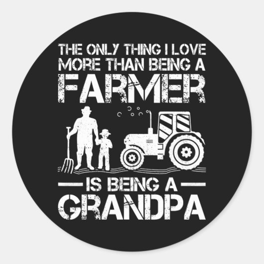 Mannen Funny Farming Tractor Retro Farmer opa Ronde Sticker (Voorkant)