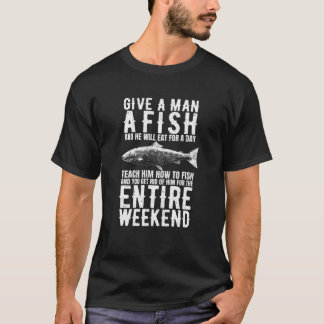 Mannen Funny geeft een Man een vis - achteruit ver T-shirt