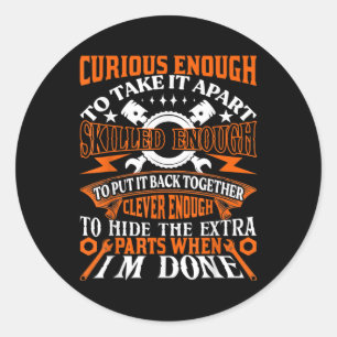 Mannen Funny Mechanic Curious Skill Clever Ronde Sticker