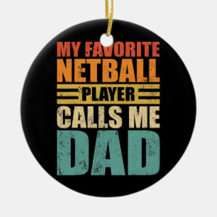 Mannen Funny Mijn Netball Player noemt me Pap Netb Keramisch Ornament