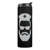 Mannen Funny onderschat nooit een oud Man met een  Thermosbeker (Gedraaid links)