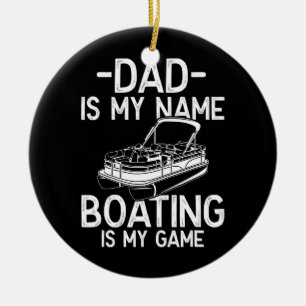 Mannen Funny Pontoon Boat Kapitein Pap is mijn naa Keramisch Ornament