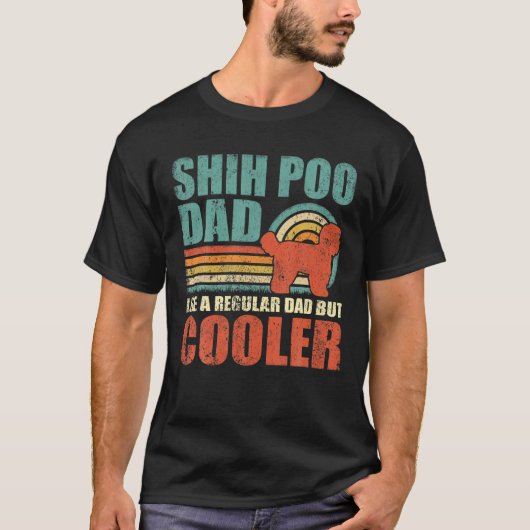 Mannen Funny Shih Poo pap als een gewone vader, ma T-shirt (Voorkant)