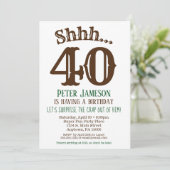 Mannen Funny Surprise Party Invitation Brown Green Kaart (Staand voorkant)