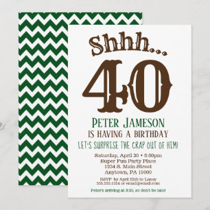 Mannen Funny Surprise Party Invitation Brown Green Kaart