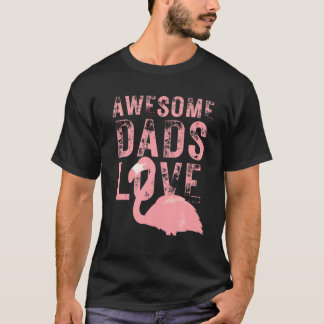 Mannen Funny Vaderdag Flamingo, Mannen Geweldige v T-shirt