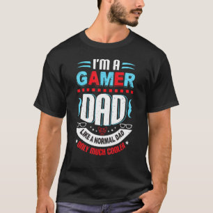 Mannen gamer vader als een normale vader die een v t-shirt