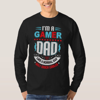Mannen gamer vader als een normale vader die een v t-shirt