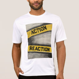 Mannen geel & grafiet "Actie en reactie" T-shirt