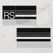 Mannen geometrisch monogram grijs en zwart visitekaartje (Voorkant / Achterkant)