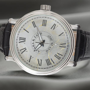 Mannen Gepersonaliseerd horloge – Zwart leer