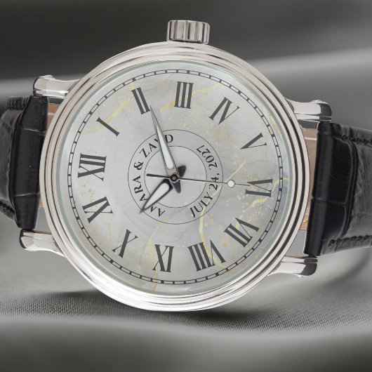 Mannen Gepersonaliseerd  horloge – Zwart leer