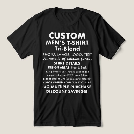 Mannen Gepersonaliseerd Zwart Tri-Blend T-Shirt (Design voorkant)