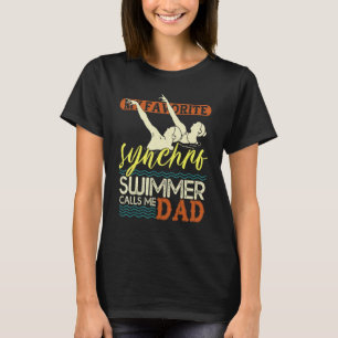 Mannen Gesynchroniseerd Zwemmen Papa Favoriete Syn T-shirt