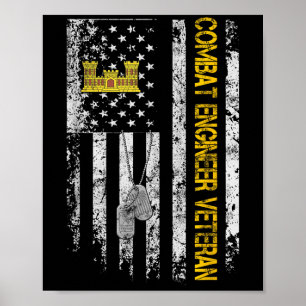 Mannen gevechtsingenieur Veteraan Shirt Vlag Ve Poster