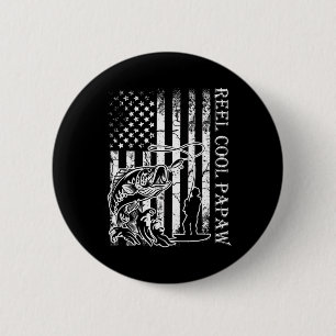 Mannen Gevist Reel Cool Papaw Amerikaanse vlag vad Ronde Button 5,7 Cm