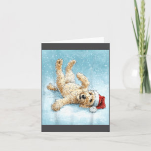 Mannen Goldendoodle Vader Kerstmis Kaart