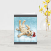 Mannen Goldendoodle Vader Kerstmis Kaart (Gele Bloem)