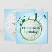 Mannen Golfing 40th Birthday Invitation Kaart (Voorkant / Achterkant)