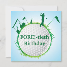 Mannen Golfing 40th Birthday Invitation Kaart