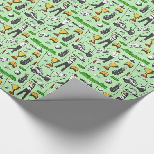 Mannen Golfing Golf Sports Symbols Green Cadeaupapier (Hoek)
