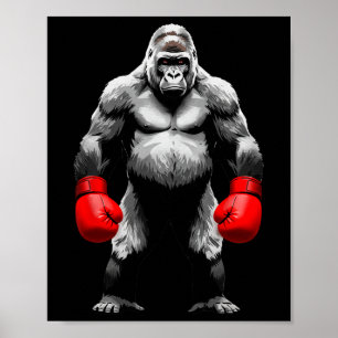 Mannen Gorilla Fighter Boxer Art Funny Animal Boxi Poster