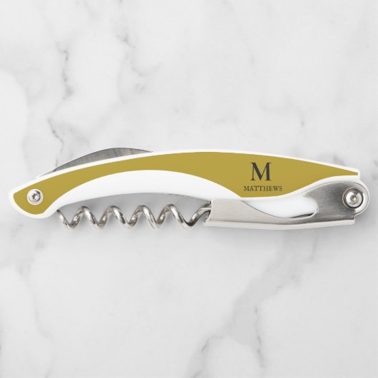 Mannen goud Aangepast monogram schroef van ober Kurkentrekker (Achterkant)