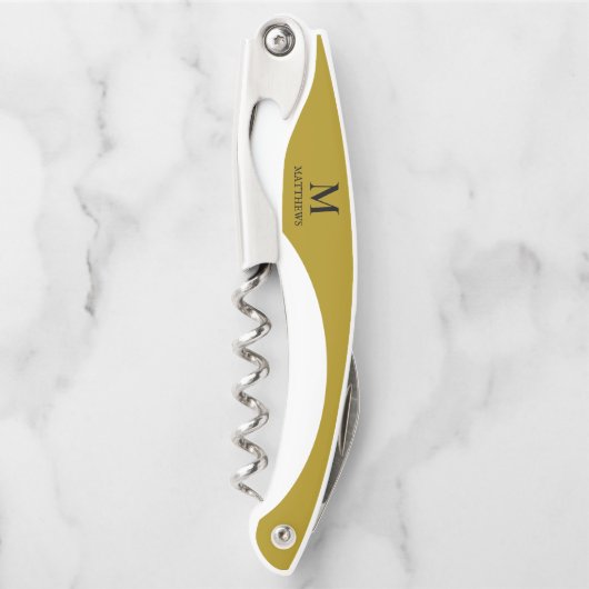 Mannen goud Aangepast monogram schroef van ober Kurkentrekker (Voorkant)