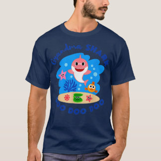 Mannen Grandma Shark Gift Cute Baby Shark Design T-shirt