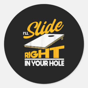 Mannen grap Sports Cornhole Ronde Sticker